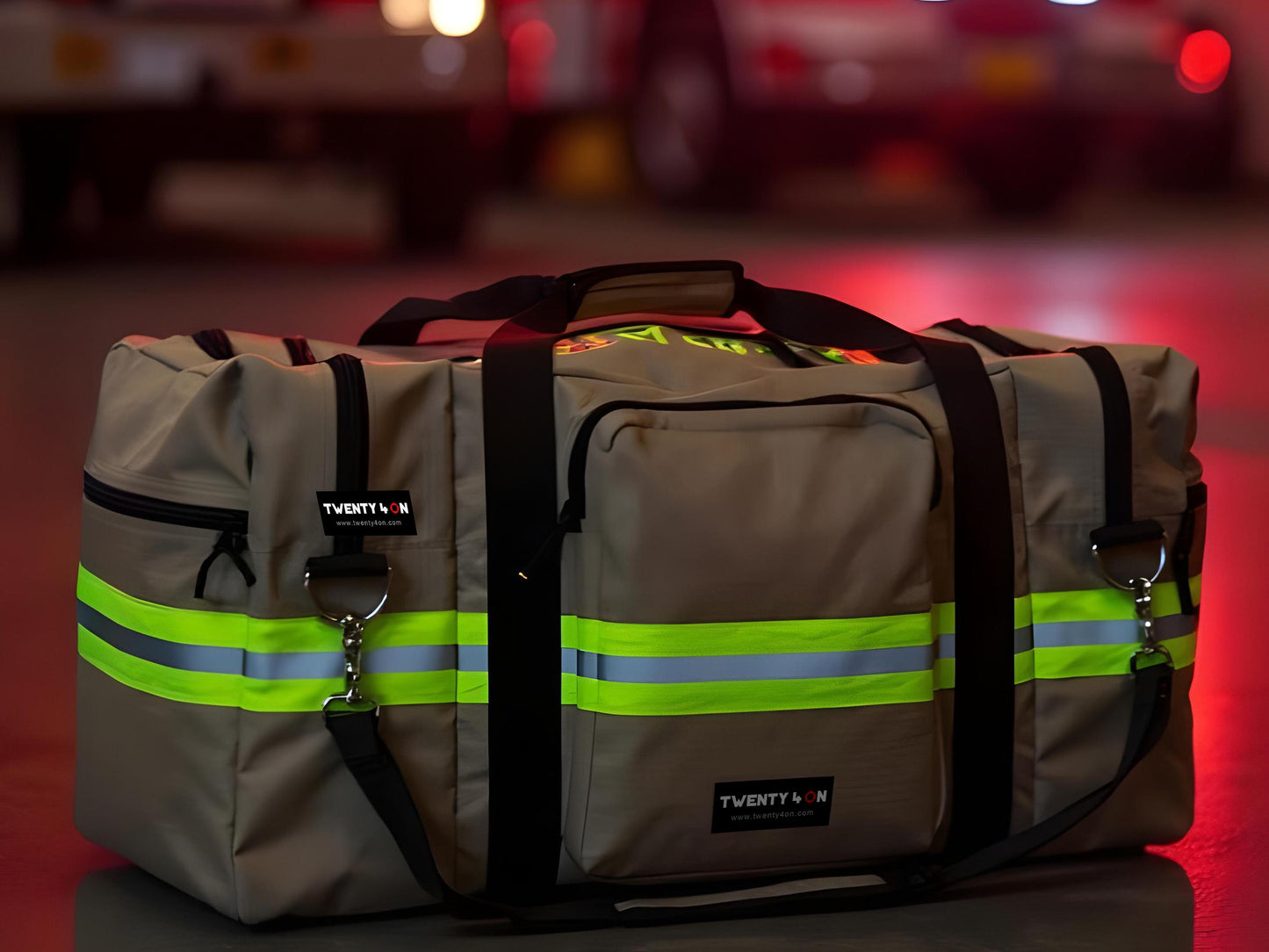 Personalized Firefighter Gym Bag or Station Bag in Tan with Your Name or Custom Text