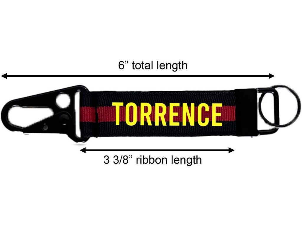 Firefighter Thin RedLine Keychain with Snap Hook - Personalized with Your Name or Other Text