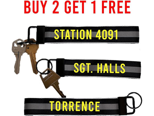 Corrections Thin Gray Line Keychain Wristlet Key Fob - Personalized with Your Name