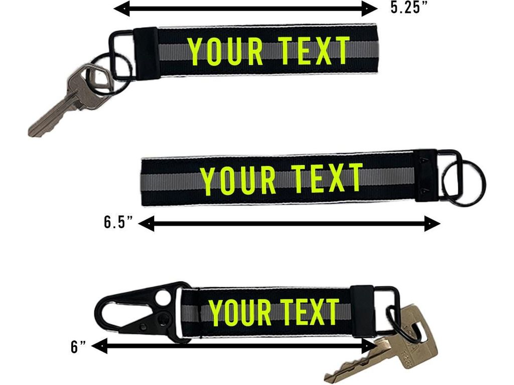 Corrections Thin Gray Line Keychain Wristlet Key Fob - Personalized with Your Name