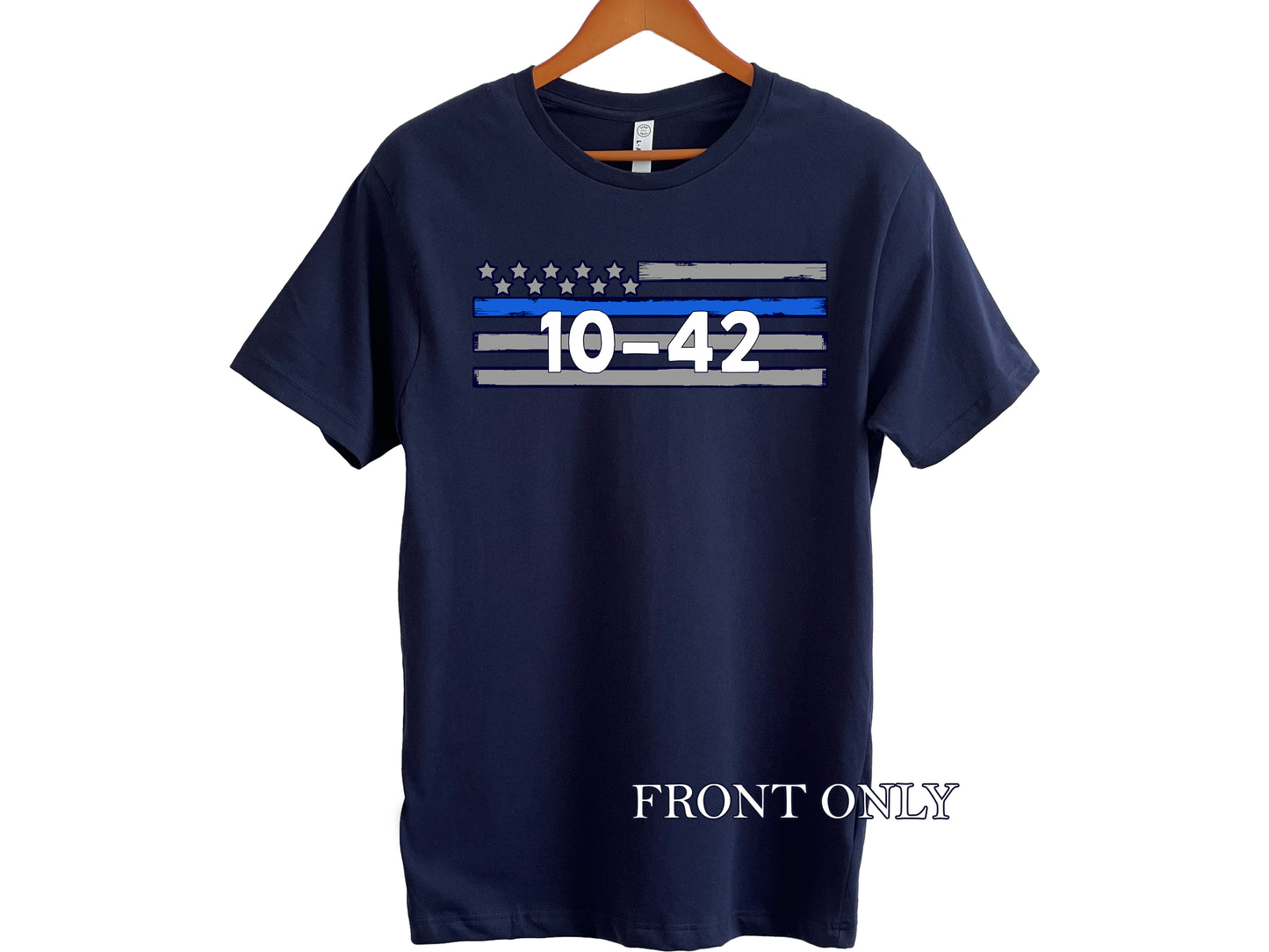 Police Custom 10-Code T-Shirt - Thin Blue Line - Optional Custom Text on Back - Adult Unisex