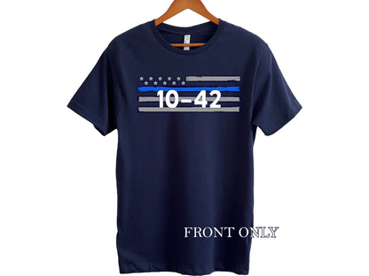 Police Custom 10-Code T-Shirt - Thin Blue Line - Optional Custom Text on Back - Adult Unisex