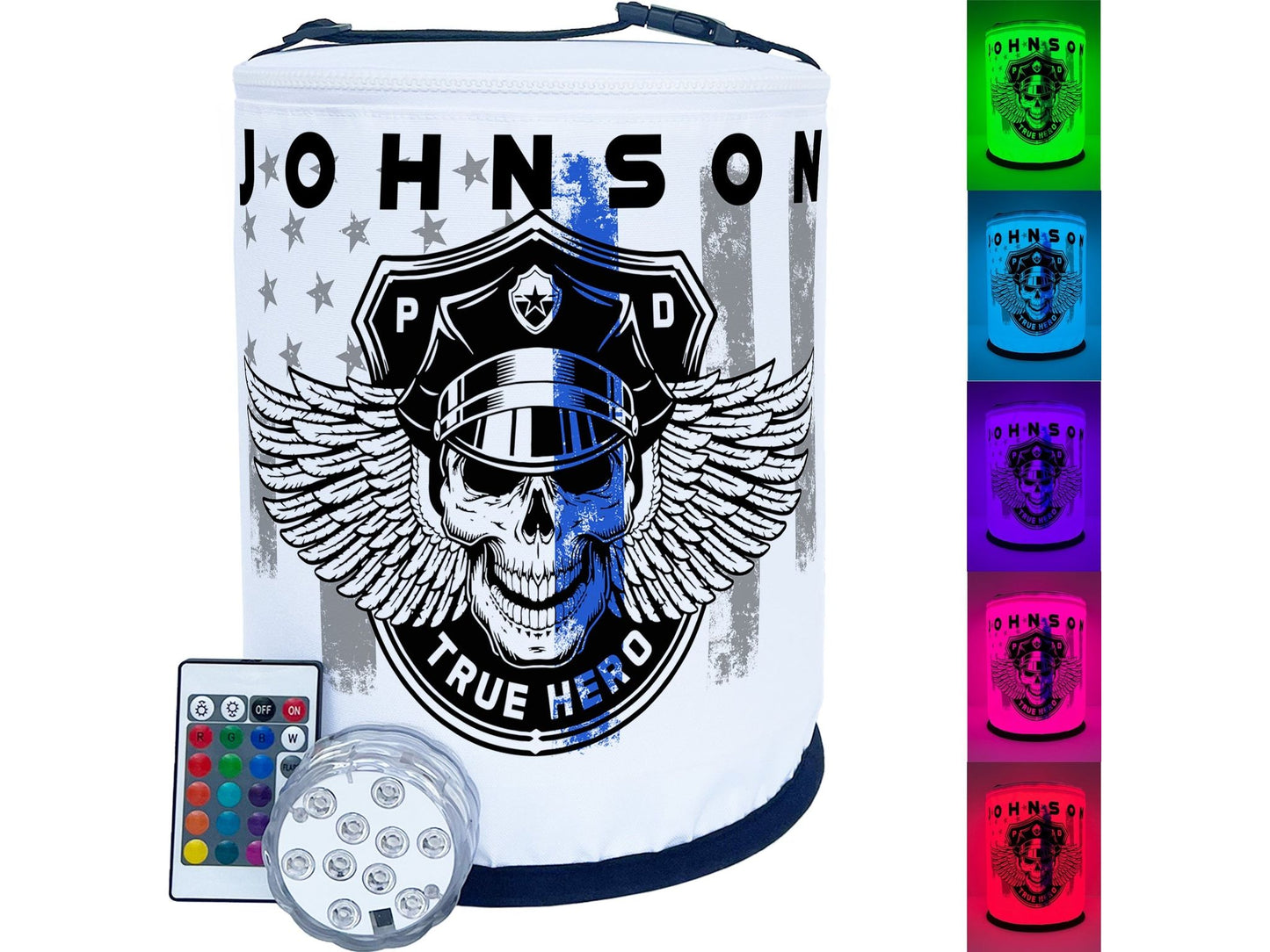 Thin Blue Line Winged Skull Police Officer LED Lantern