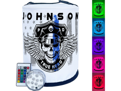 Thin Blue Line Winged Skull Police Officer LED Lantern