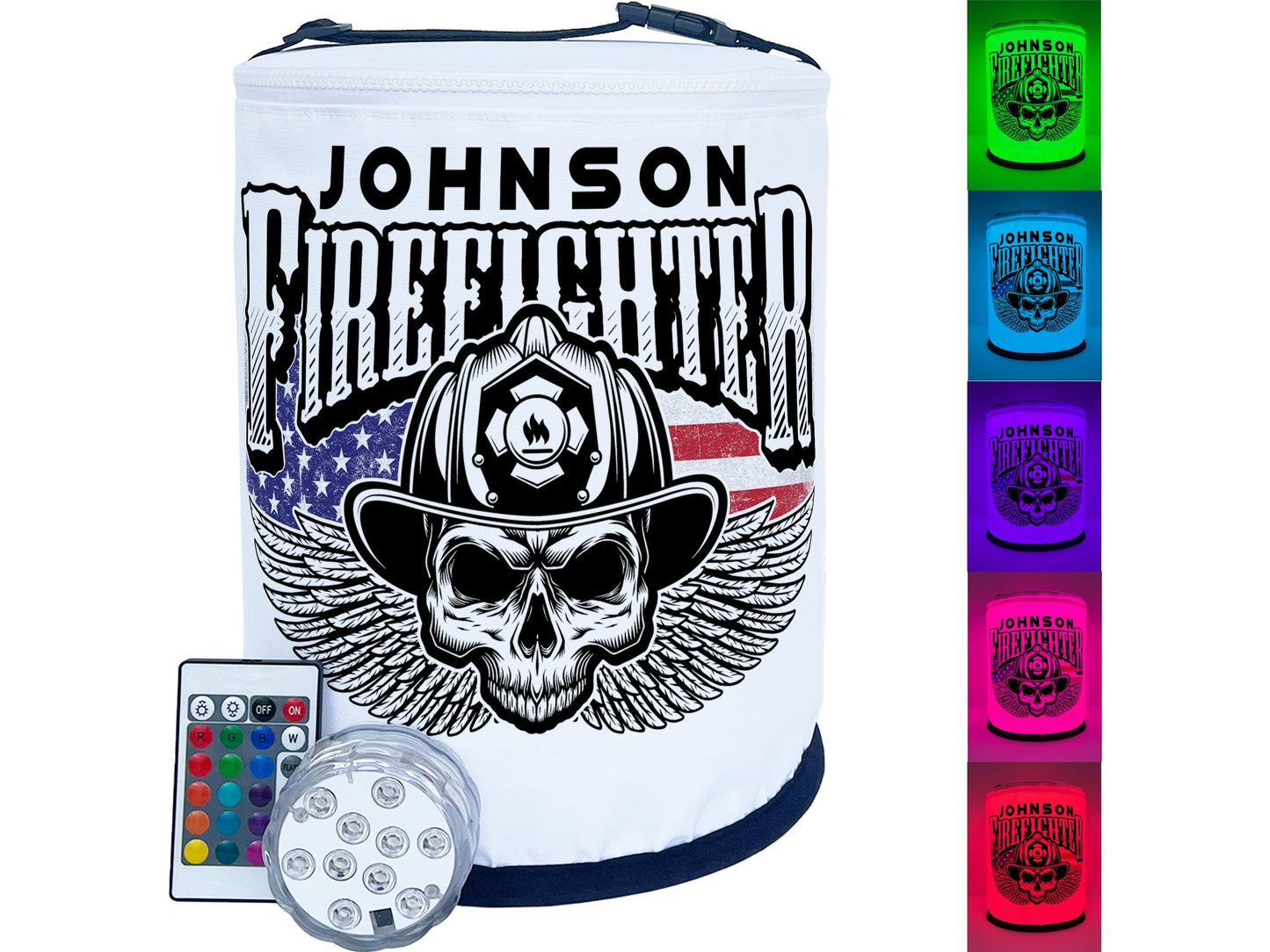 Winged Firefighter Skull Color Changing Lantern