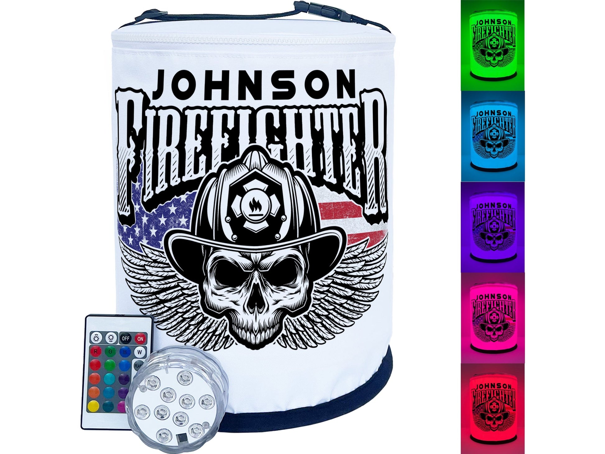 Winged Firefighter Skull Color Changing Lantern