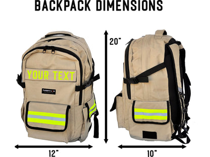 Personalized Firefighter Backpack & Computer Bag in Khaki with Your Name or Custom Text