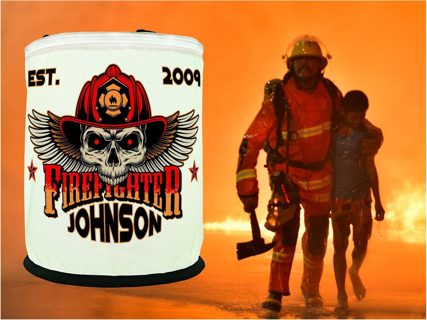 Firefighter Winged Skull LED Decoration