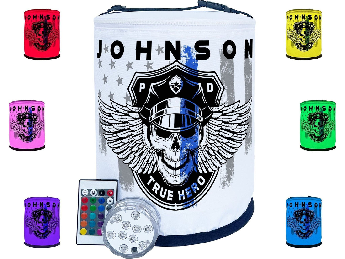 Thin Blue Line Winged Skull Police Officer LED Lantern