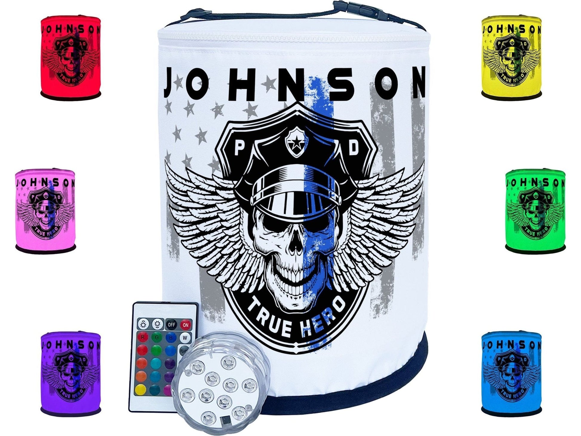 Thin Blue Line Winged Skull Police Officer LED Lantern
