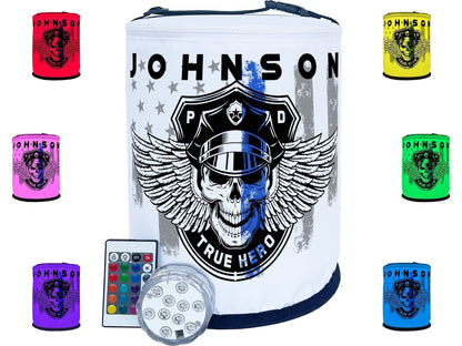 Thin Blue Line Winged Skull Police Officer LED Lantern