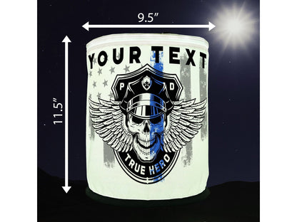 Thin Blue Line Winged Skull Police Officer LED Lantern