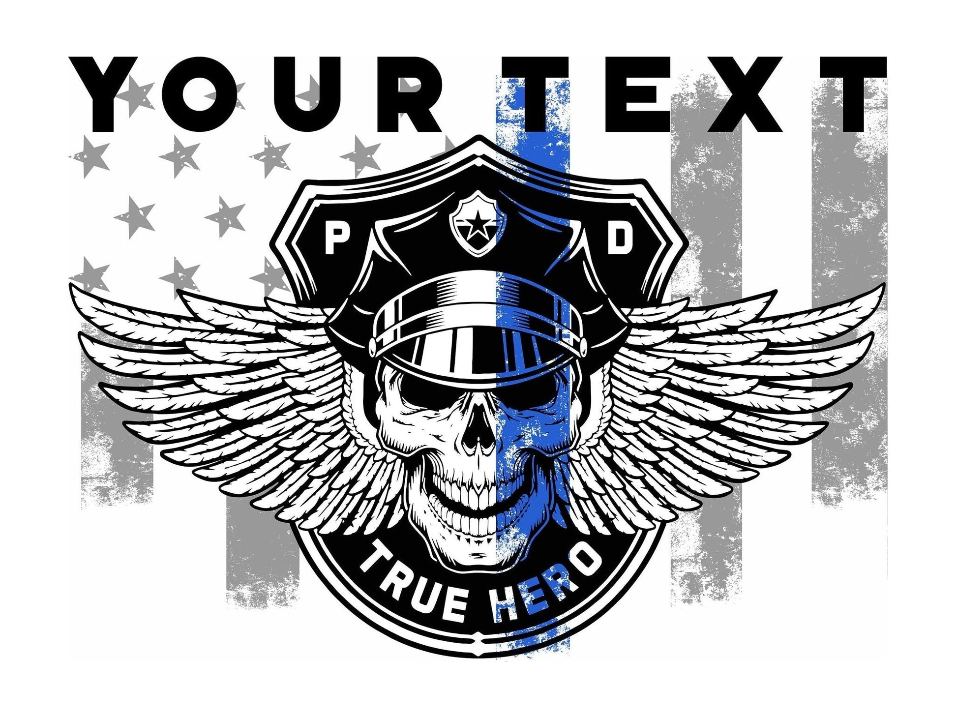 Thin Blue Line Winged Skull Police Officer LED Lantern