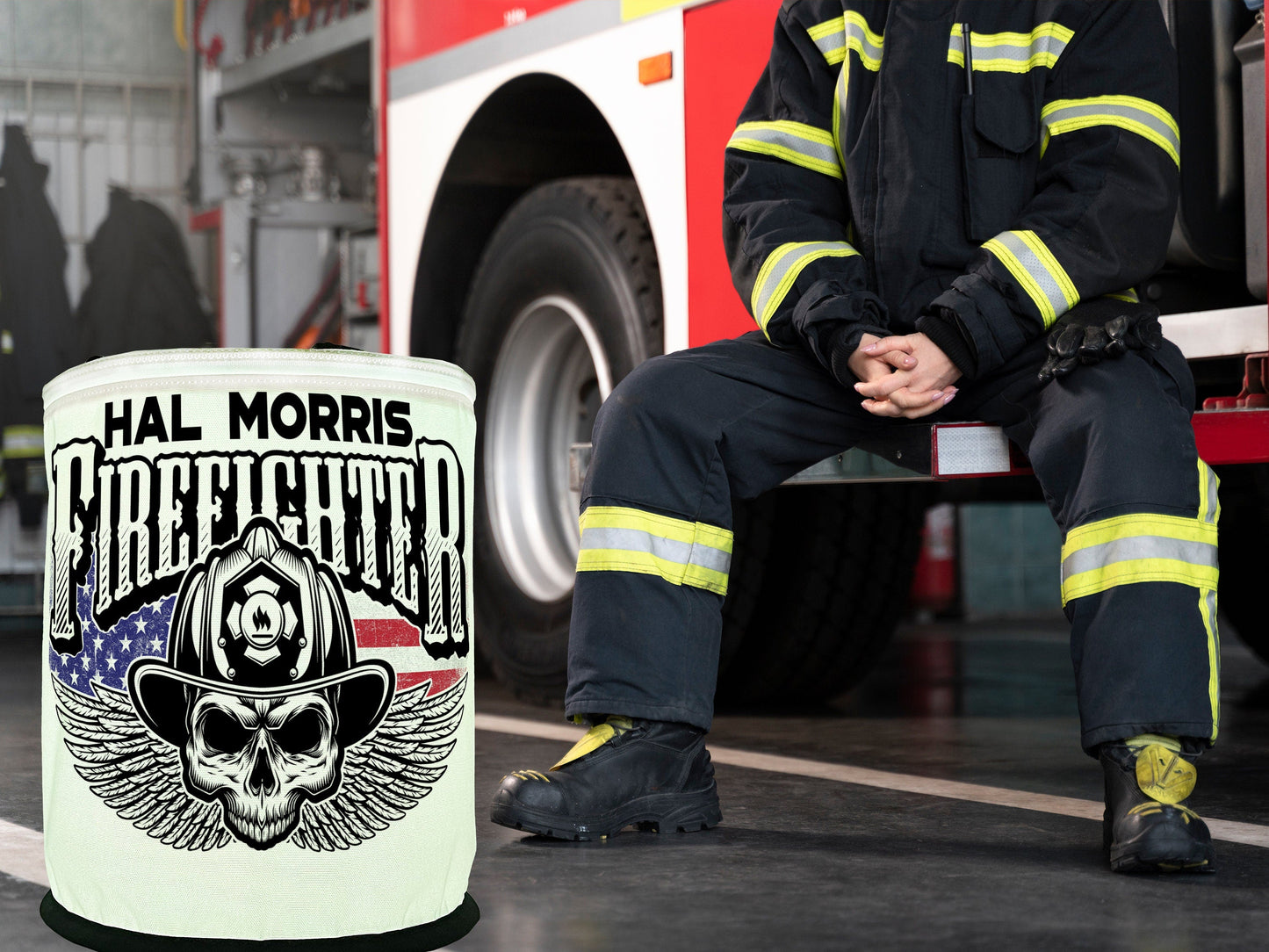 Winged Firefighter Skull Color Changing Lantern