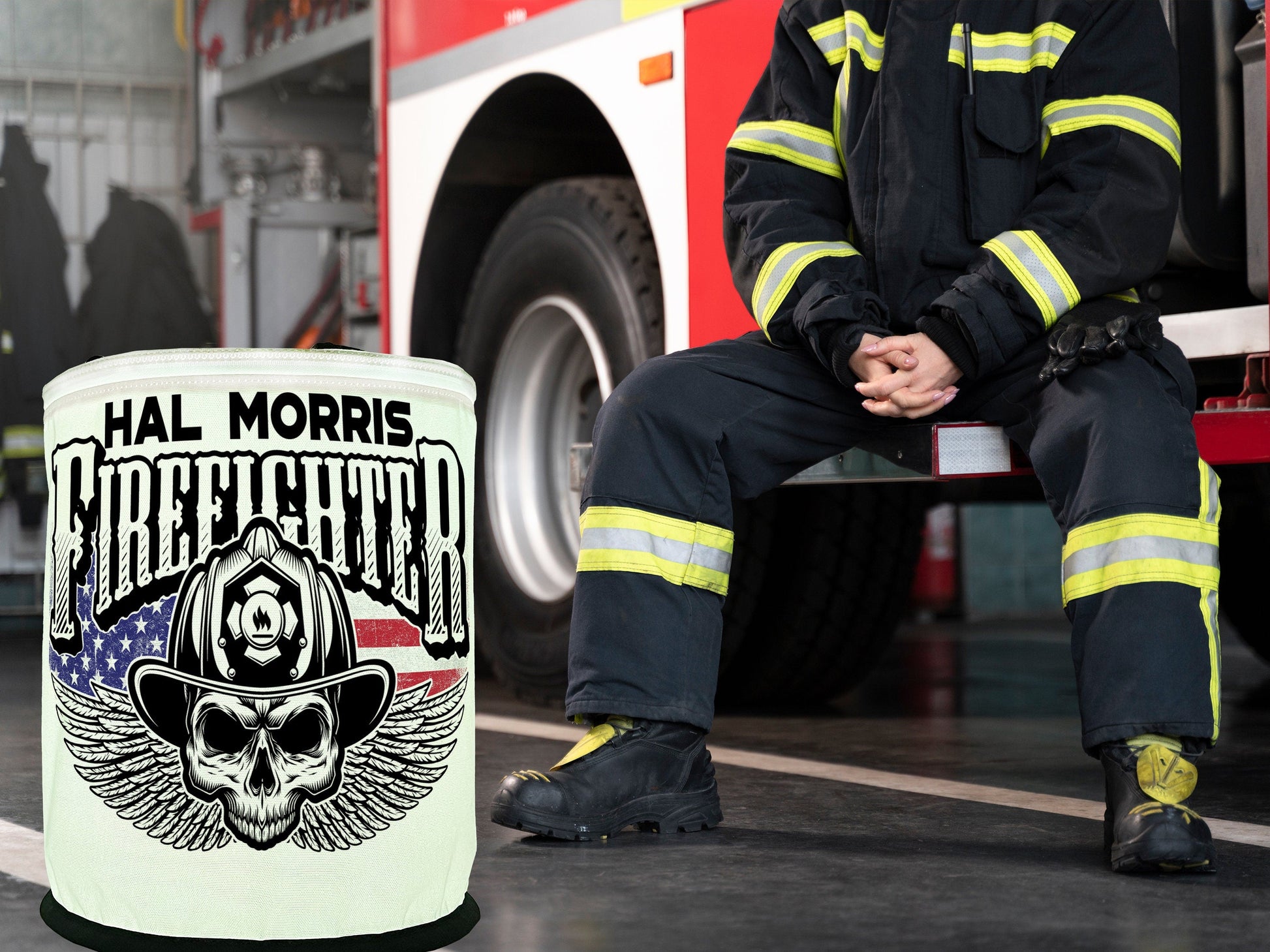 Winged Firefighter Skull Color Changing Lantern