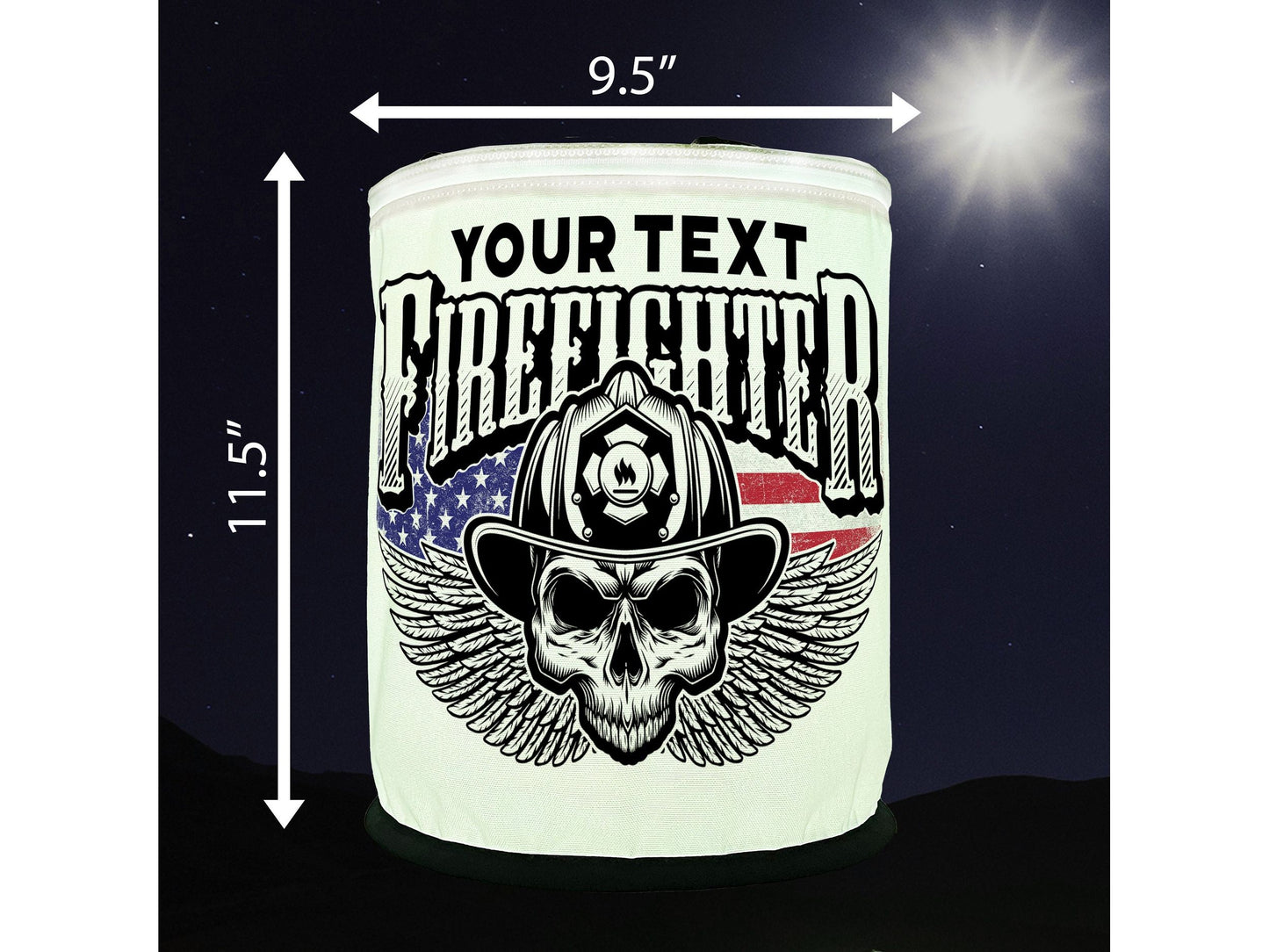 Winged Firefighter Skull Color Changing Lantern