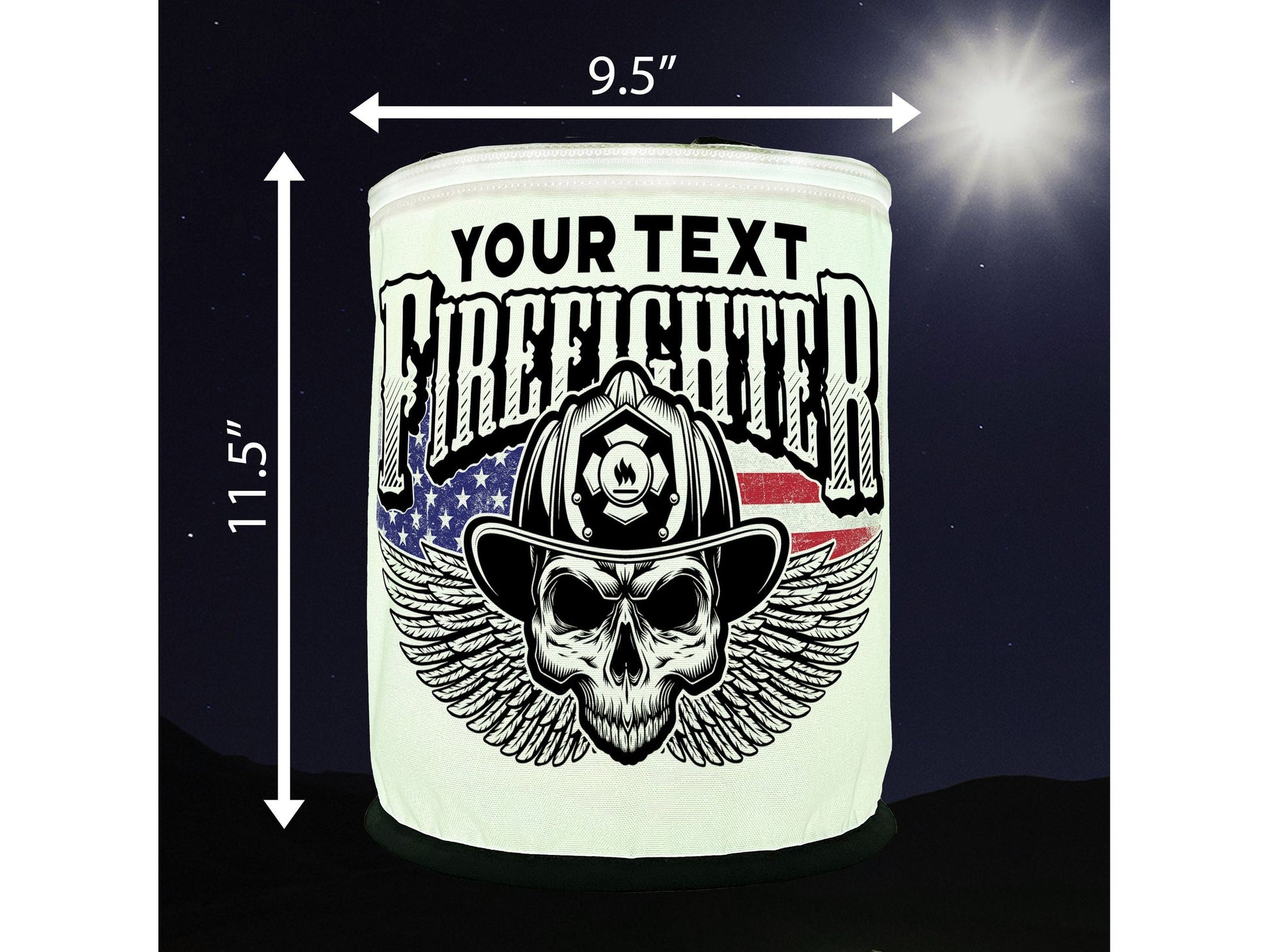 Winged Firefighter Skull Color Changing Lantern
