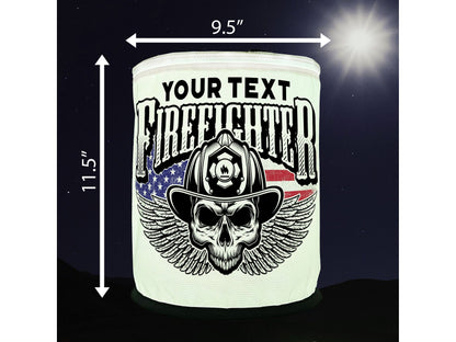 Winged Firefighter Skull Color Changing Lantern