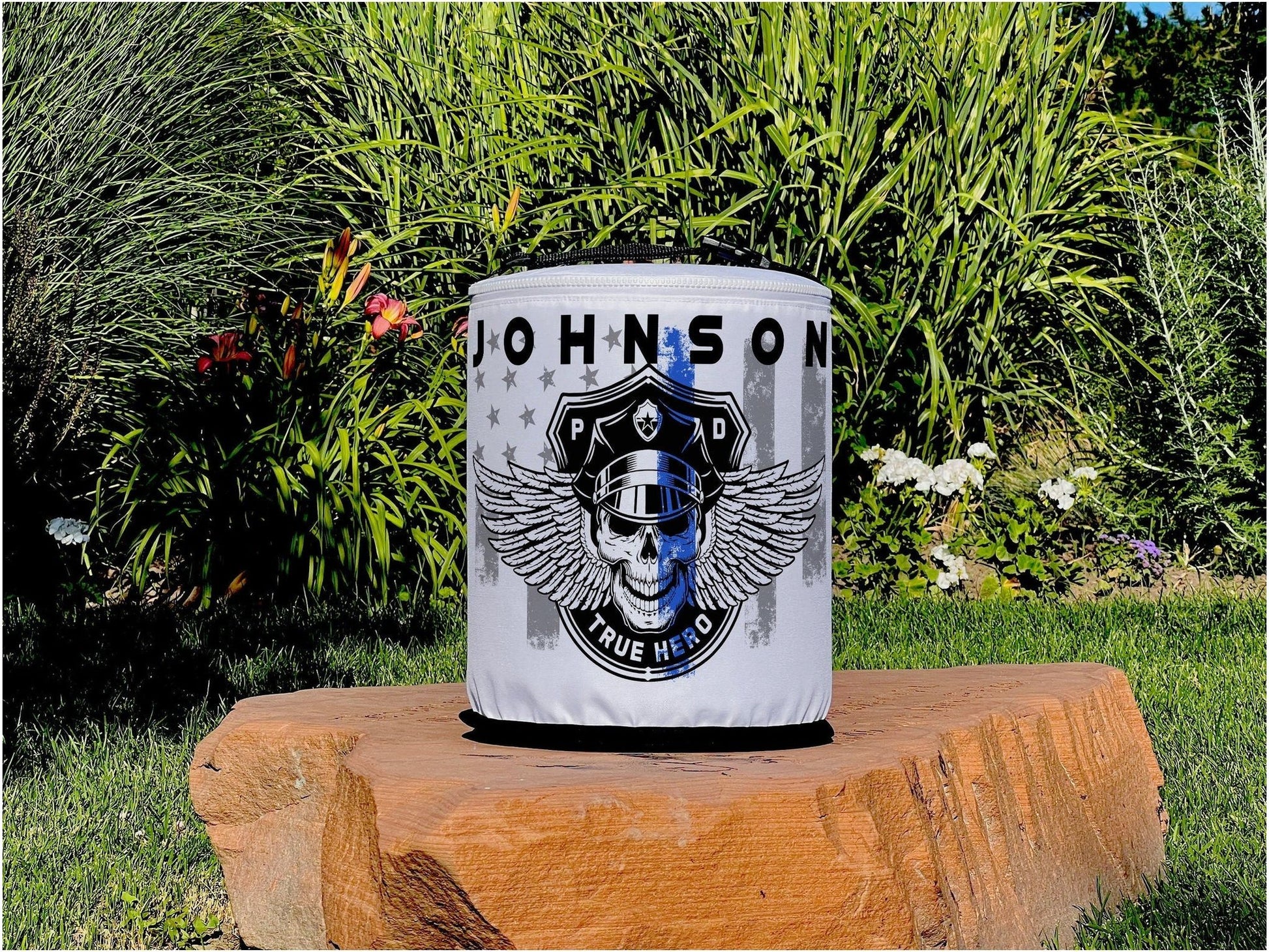 Thin Blue Line Winged Skull Police Officer LED Lantern