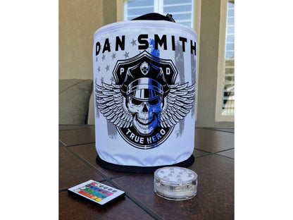 Thin Blue Line Winged Skull Police Officer LED Lantern