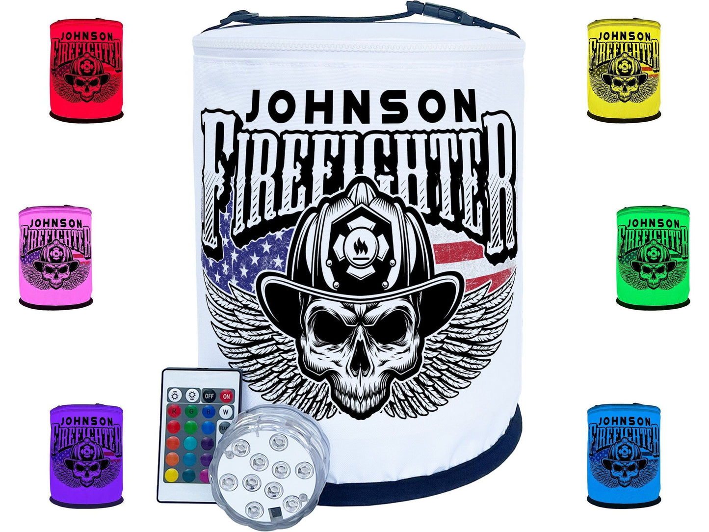Winged Firefighter Skull Color Changing Lantern