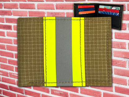 Khaki Firefighter Turnout Gear and Leather Wallet with Optional Personalization