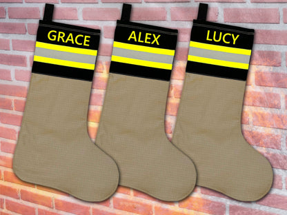 Firefighter Christmas Stocking Personalized with Your Name and Optional Maltese Cross
