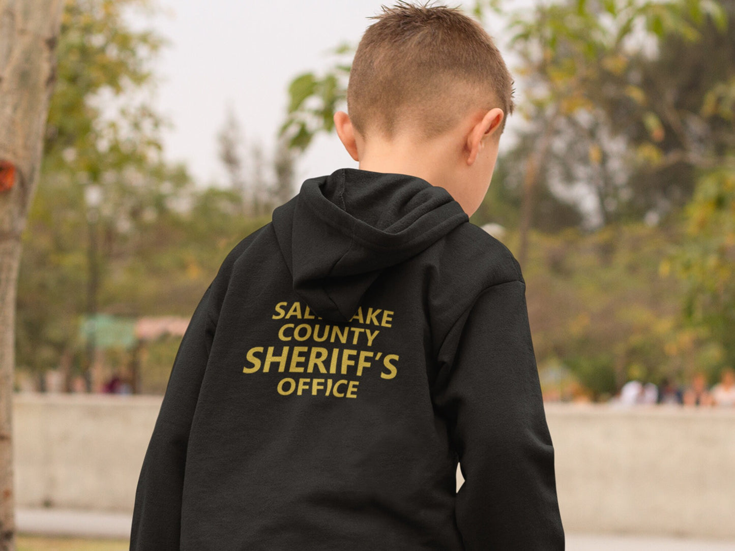 Sheriff Kids Hoodie with Shield and Name - Optional County Sheriff's Office on Back