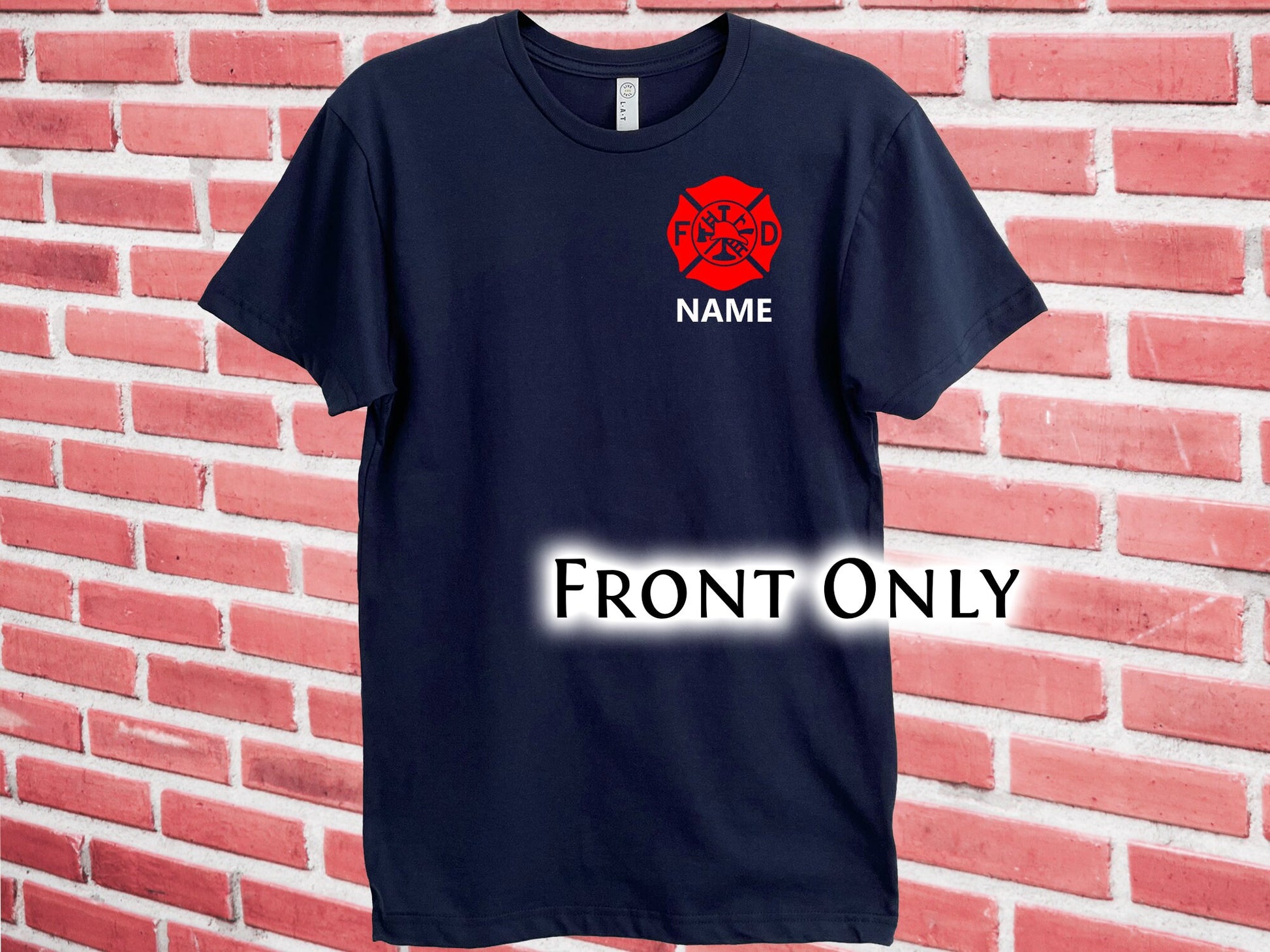 Personalized Firefighter T-Shirt with Maltese Cross and Name - Optional Fire Department on Back
