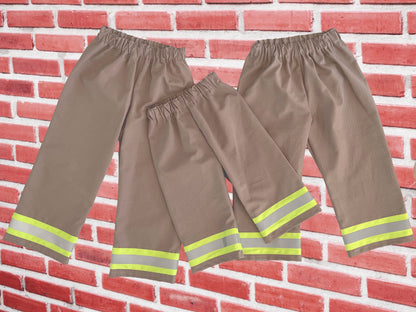 Firefighter Birthday Kids Navy Tee-Shirt and Turnout Pants Outfit - Maltese Cross with age and Name on Front - Fire Department on Back
