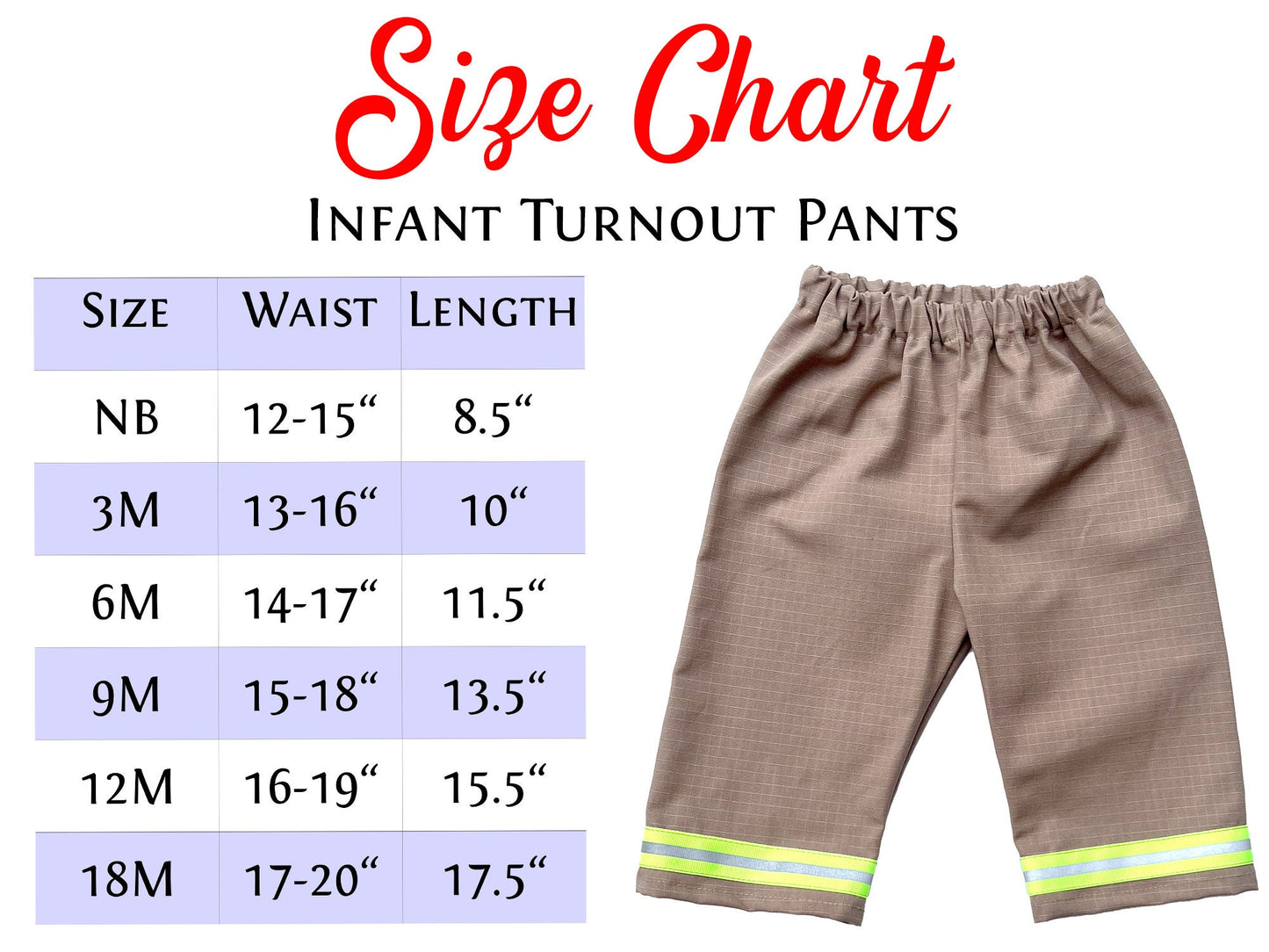 Firefighter Baby Khaki Turnout Pants with Reflective Trim