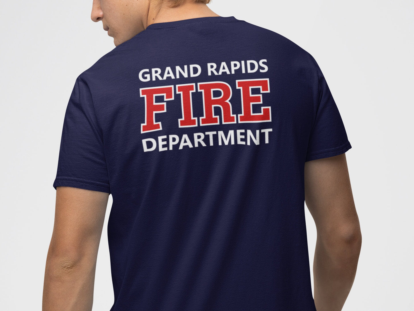 Personalized Firefighter T-Shirt with Maltese Cross and Name - Optional Fire Department on Back