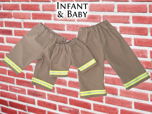 Firefighter Baby Khaki Turnout Pants with Reflective Trim