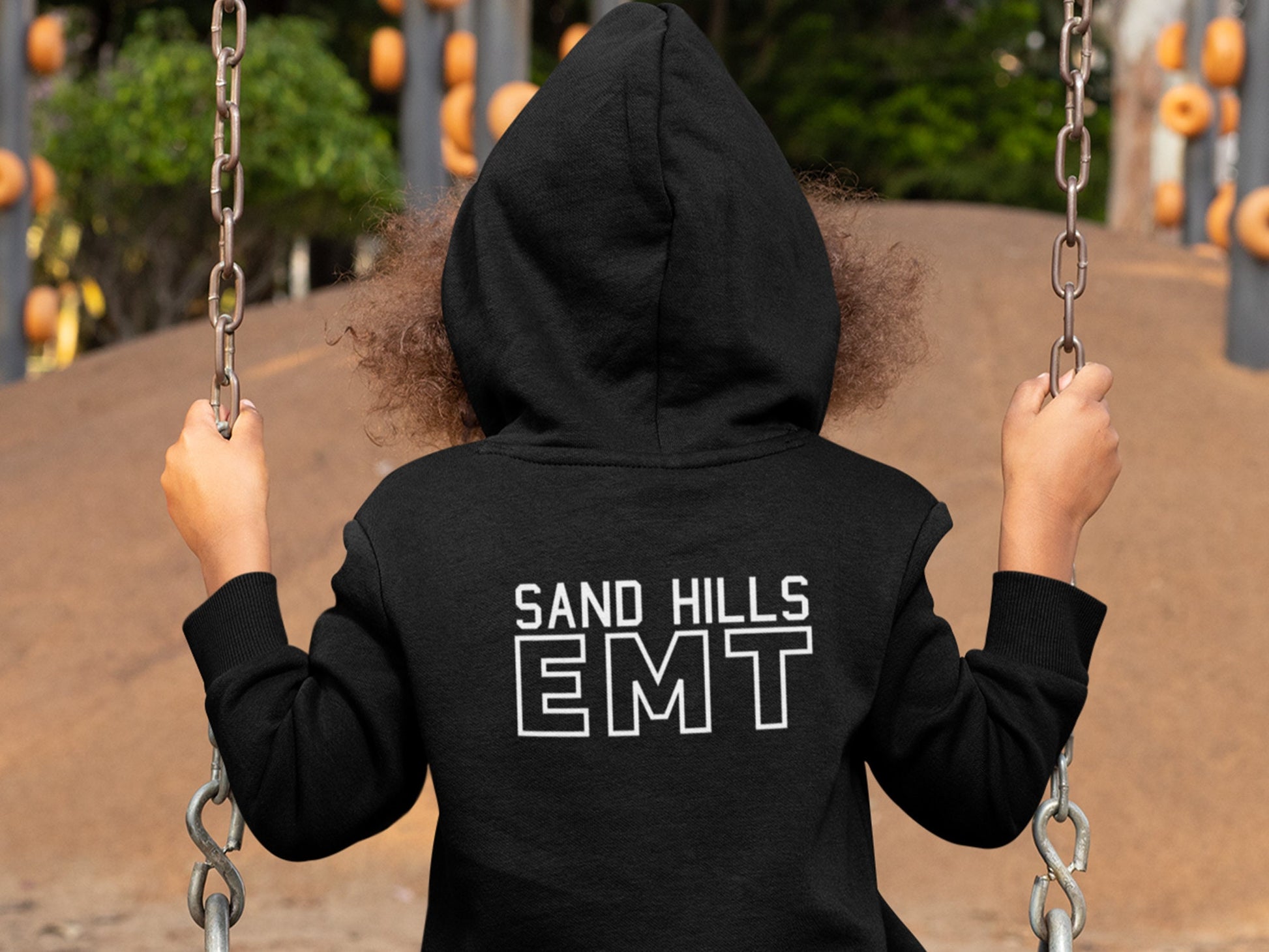 EMT Black Kids Hoodie with Star of Life and Personalized Name - Optional Department or City on Back