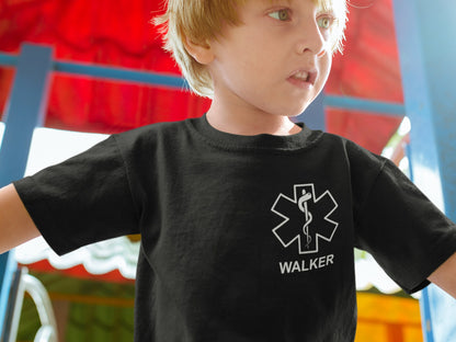 EMT Kids T-Shirt with Star of Life and Personalized Name - Optional Department or City on Back