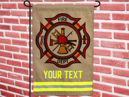Firefighter Garden Flag with Maltese Cross. Personalized With Your Name or Other Text