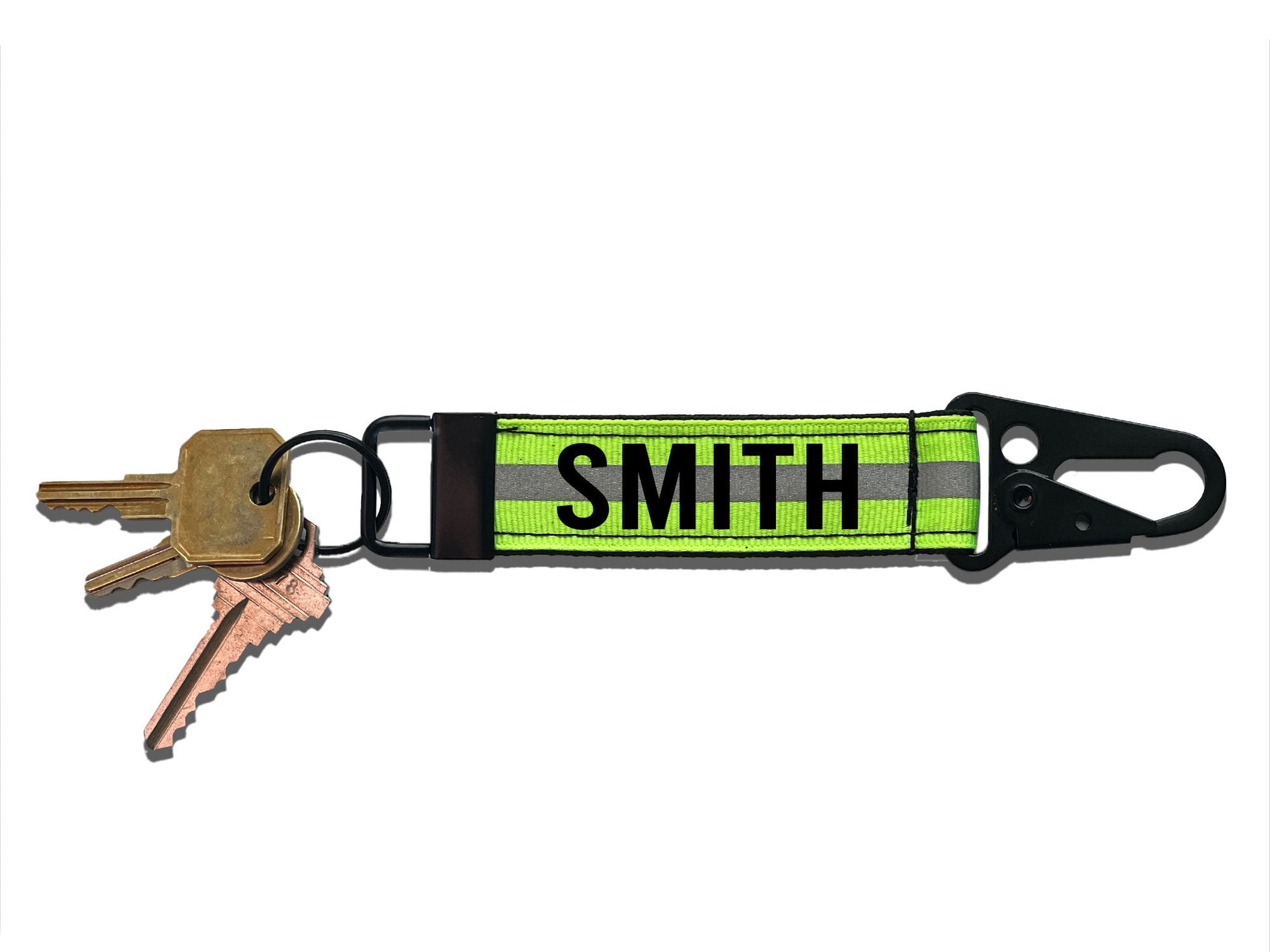 Firefighter Reflective Keychain with Snap Hook - Personalized on Front and Back with Your Name or Text