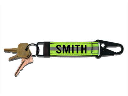 Firefighter Reflective Keychain with Snap Hook - Personalized on Front and Back with Your Name or Text