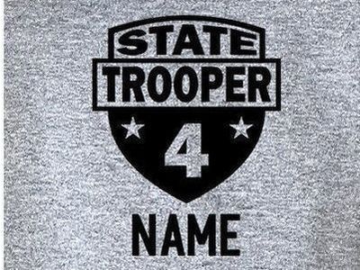 Birthday State Trooper Kids Gray Heather Hoodie - Shield with Age and Personalized Name - Optional Highway Patrol or Other Text on Back