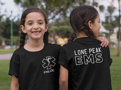 EMT or EMS Youth T-Shirt with Star of Life and Name - Optional Name, Department or City on Back