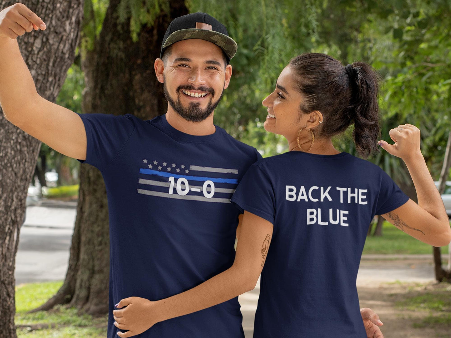 Police Custom 10-Code T-Shirt - Thin Blue Line - Optional Custom Text on Back - Adult Unisex