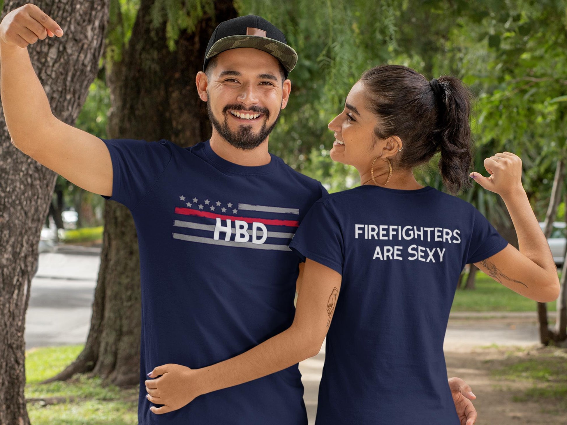 Personalized Firefighter Radio Code T-Shirt – Thin Red Line - Optional Custom Text on Back – Adult Unisex