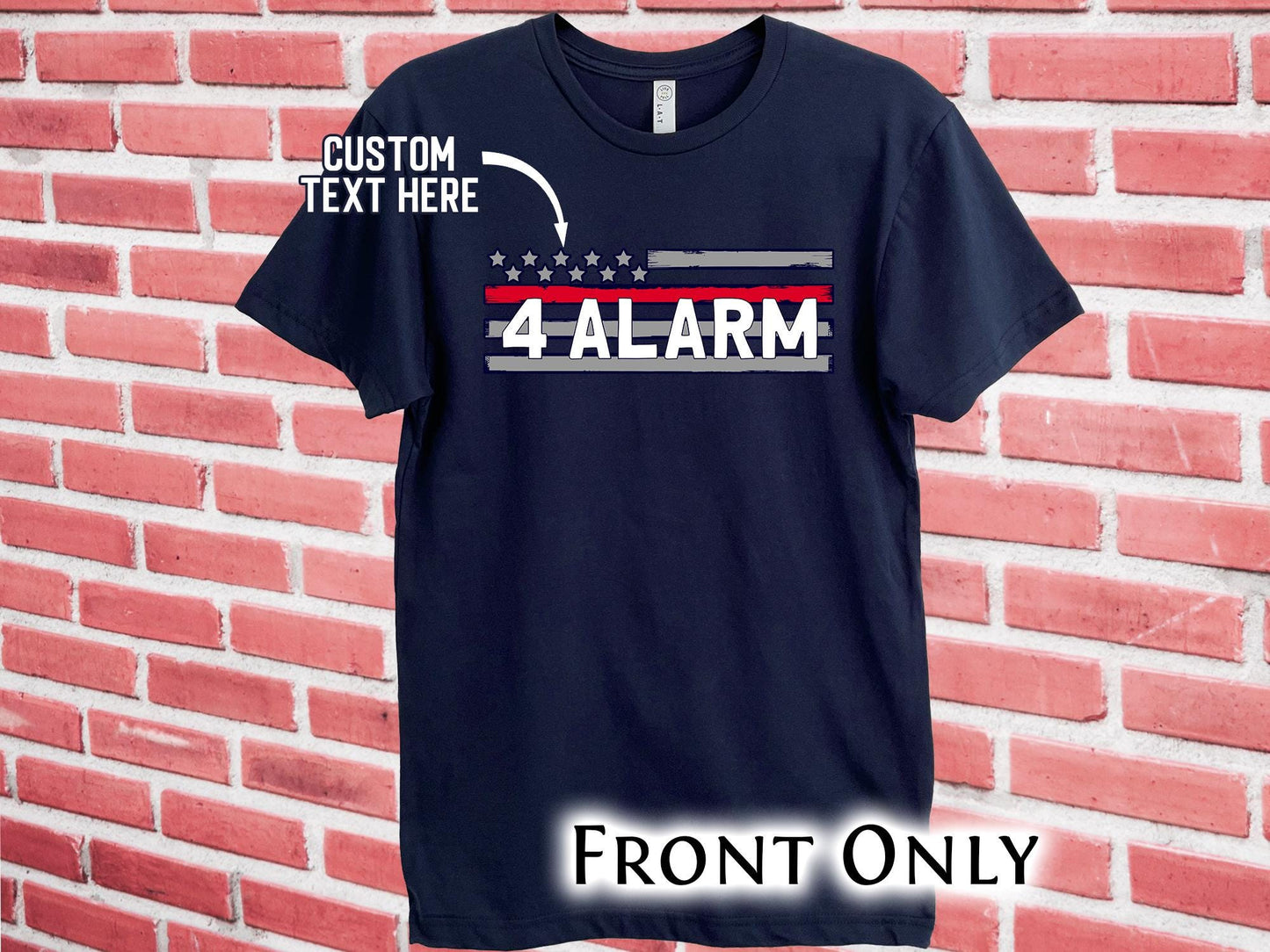 Personalized Firefighter Radio Code T-Shirt – Thin Red Line - Optional Custom Text on Back – Adult Unisex
