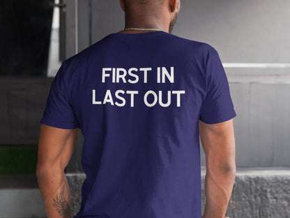 Personalized Firefighter Radio Code T-Shirt – Thin Red Line - Optional Custom Text on Back – Adult Unisex