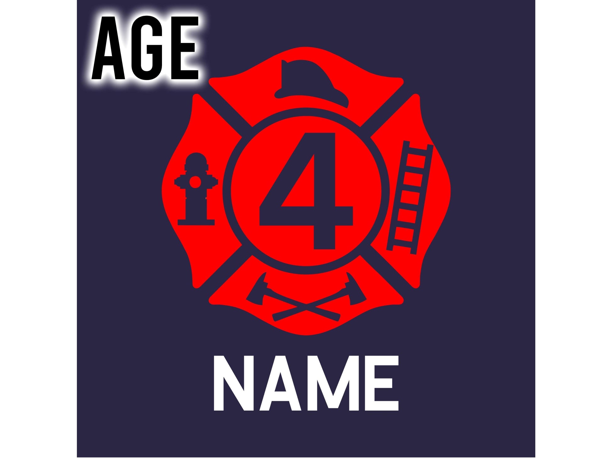 Close-up of the red Maltese Cross emblem on the front of the t-shirt, highlighting the custom age number and child's name
