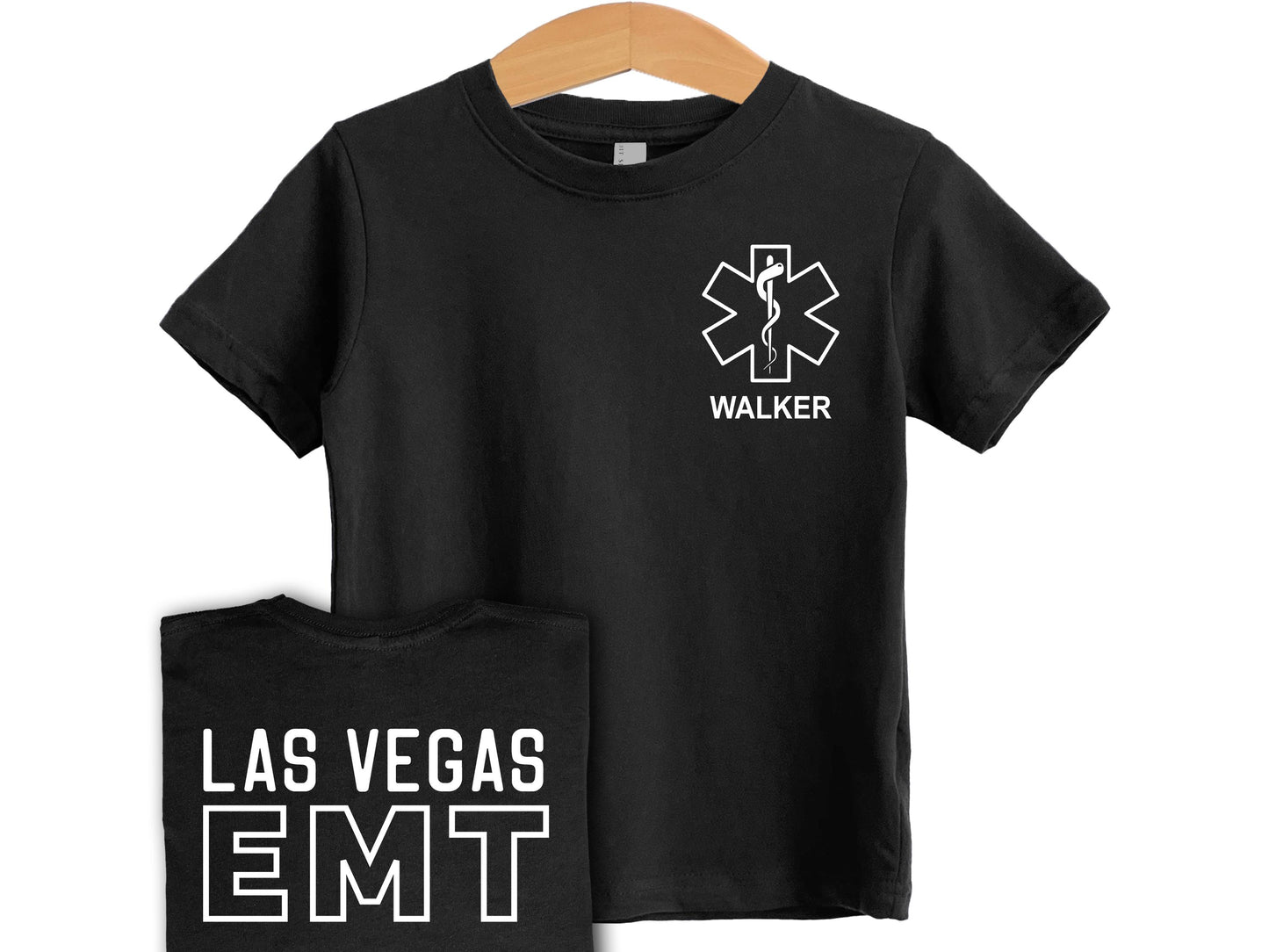 EMT Kids T-Shirt with Star of Life and Personalized Name - Optional Department or City on Back