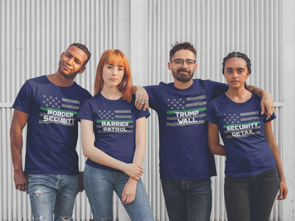 Personalized Border Security T-Shirt – Thin Green Line – Optional Custom Text on back - Adult Unisex