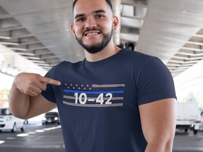 Police Custom 10-Code T-Shirt - Thin Blue Line - Optional Custom Text on Back - Adult Unisex