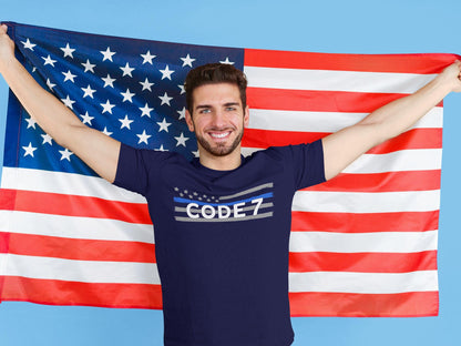 Police Custom 10-Code T-Shirt - Thin Blue Line - Optional Custom Text on Back - Adult Unisex