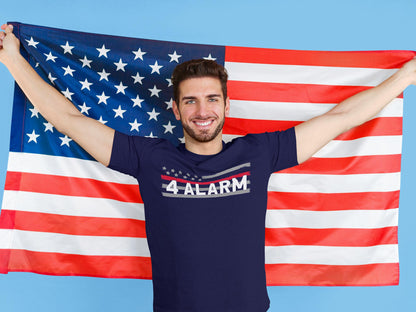 Personalized Firefighter Radio Code T-Shirt – Thin Red Line - Optional Custom Text on Back – Adult Unisex